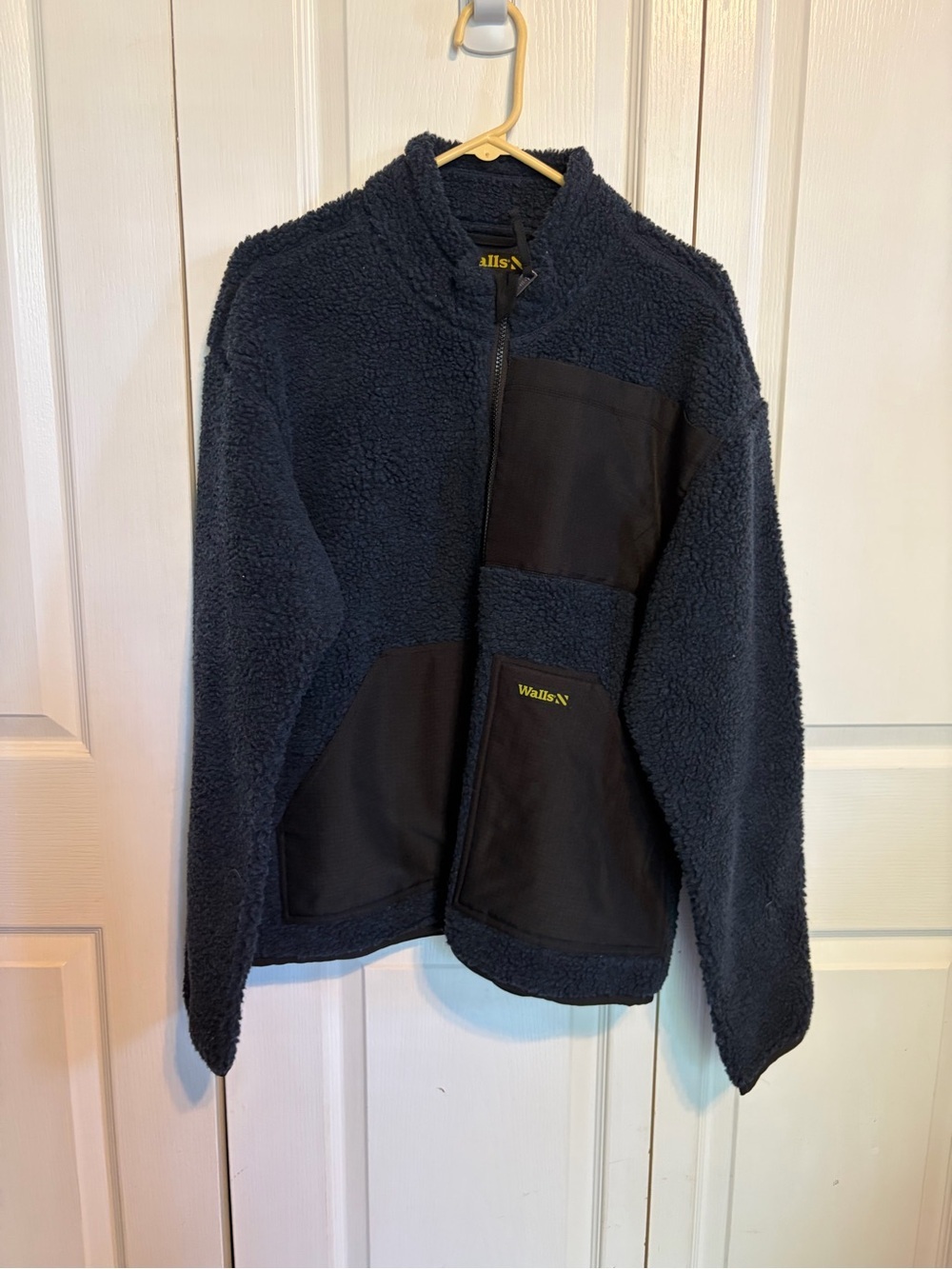 Walls Navy Sherpa Fleece Jacket with Black Pocket Panels